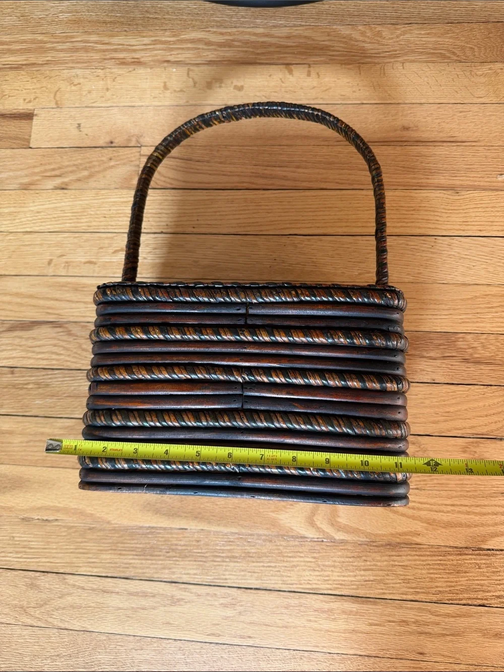 Woven Two-Compartment picnic wine Handled Basket - Brown & Black solid